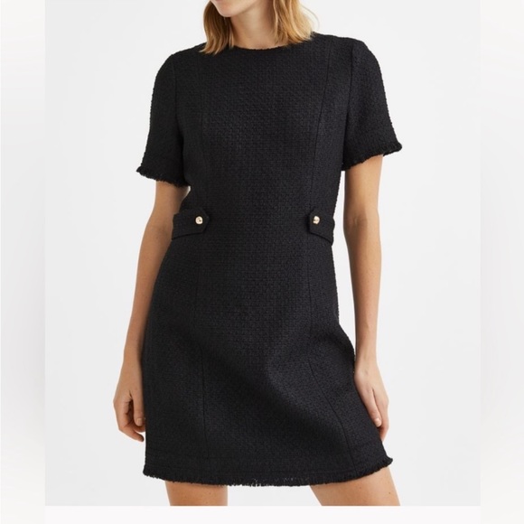 Black and Gold Tweed Style Bouclé Dress - Picture 4 of 4